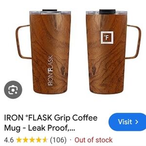 NIB 16oz Iron Flask Tumbler Mug W Handle